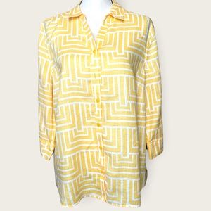 Chico’s No-Iron Linen Maze-Print Shirt